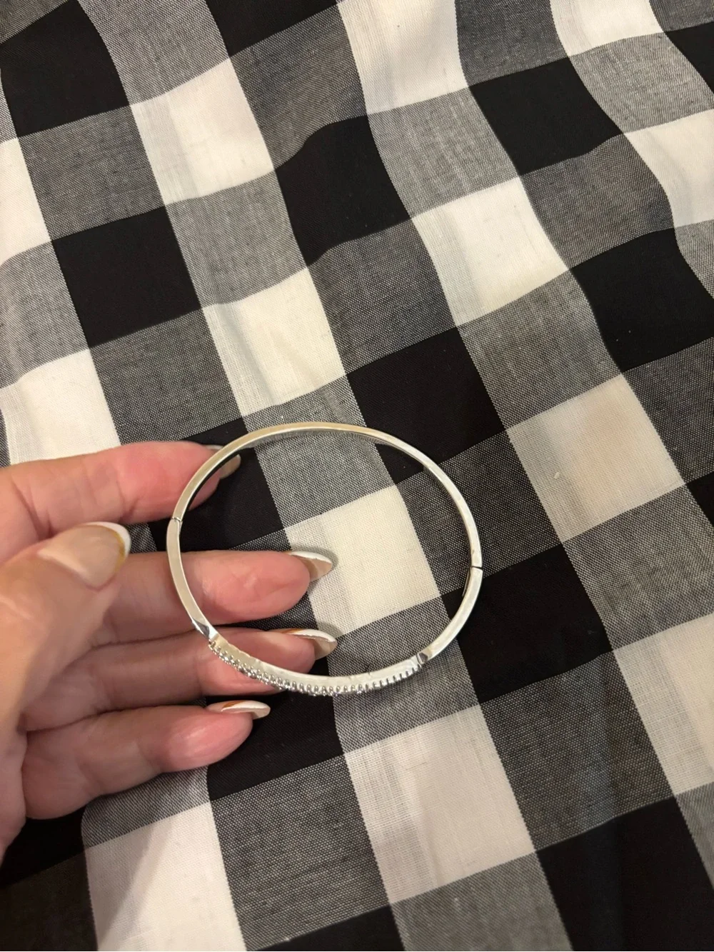 Silver Crystal Accent Women's Bangle Bracelet